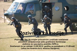 Poziv za medije: Specijalci SIPA-e slave peti rođendan