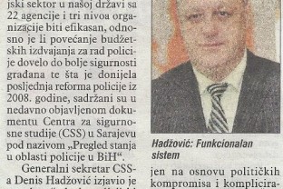 OTHERS ABOUT US: Hadžović – SIPA and Border Police Most Efficient